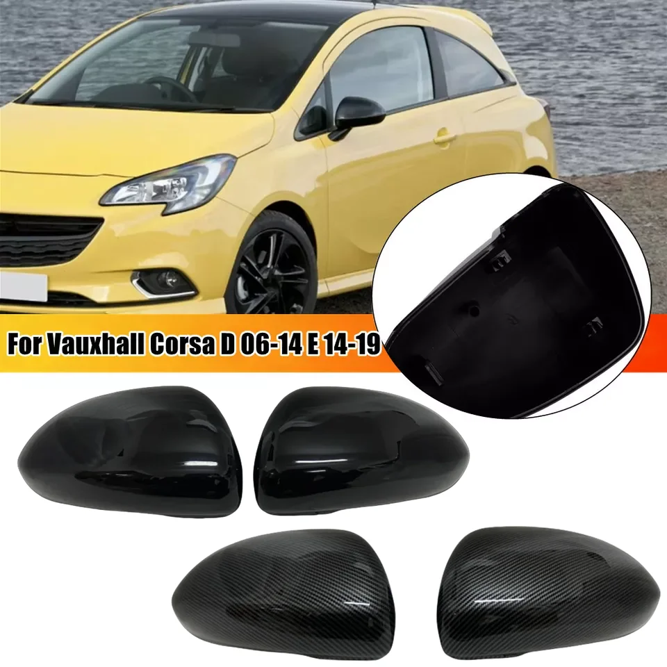 For VAUXHALL Corsa D & E 2006-2019 Rearview Side Mirror Covers Cap Rearview Mirror Cap Covers Replacement Carbon Black