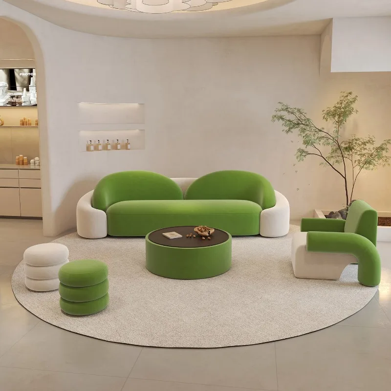 Modern Cream Style Office Sofa Nordic Creative Beauty Salon Lounge Straight Reception Sofa Business Furniture أثاث مكتبات FYOS