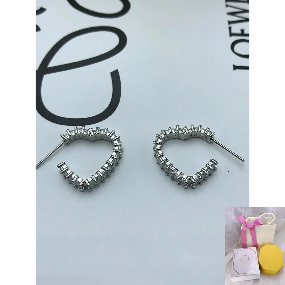 

SW New Hot selling Matrix Heart shaped Large Circle Earrings White Crystal Romantic Jewelry Birthday Gift