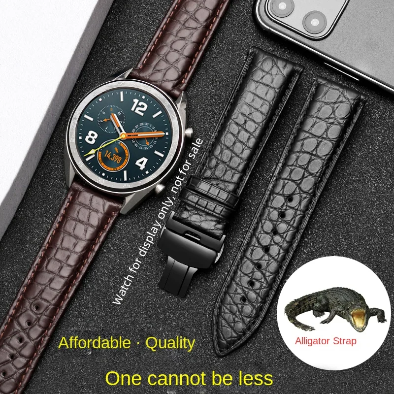 

18 20 22mm Crocodile Leather Strap for Huawei New GT5 41/46mm dial GT5 PRO GT4 Bracelet GT5 Ultimate Smart Alligator strap band