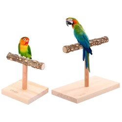 Bird Perch Table Stand Natural Wood Branch T-shape Bar Grinding Training Toy for Cockatiels Conures Budgies Love Birds