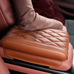 1pcs Universal Car Armrest Box Pad Premium Leather Center Console Armrest Cushion Armrest Pillow Pink Car Interior Accessories