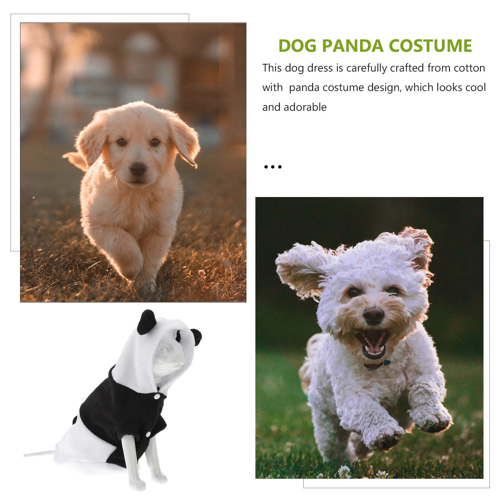 

Dog Panda Costume Puppy Hoodie Clothes Coat Autumn Winter Dress Size L Durable Pet Clothes for Small Dogs Outdoor Use