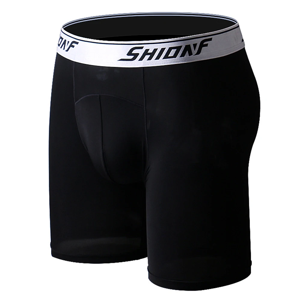 Cueca boxer masculina com bolsa respirável, cueca boxer fina de seda gelada projetada para tamanhos grandes com conforto leve