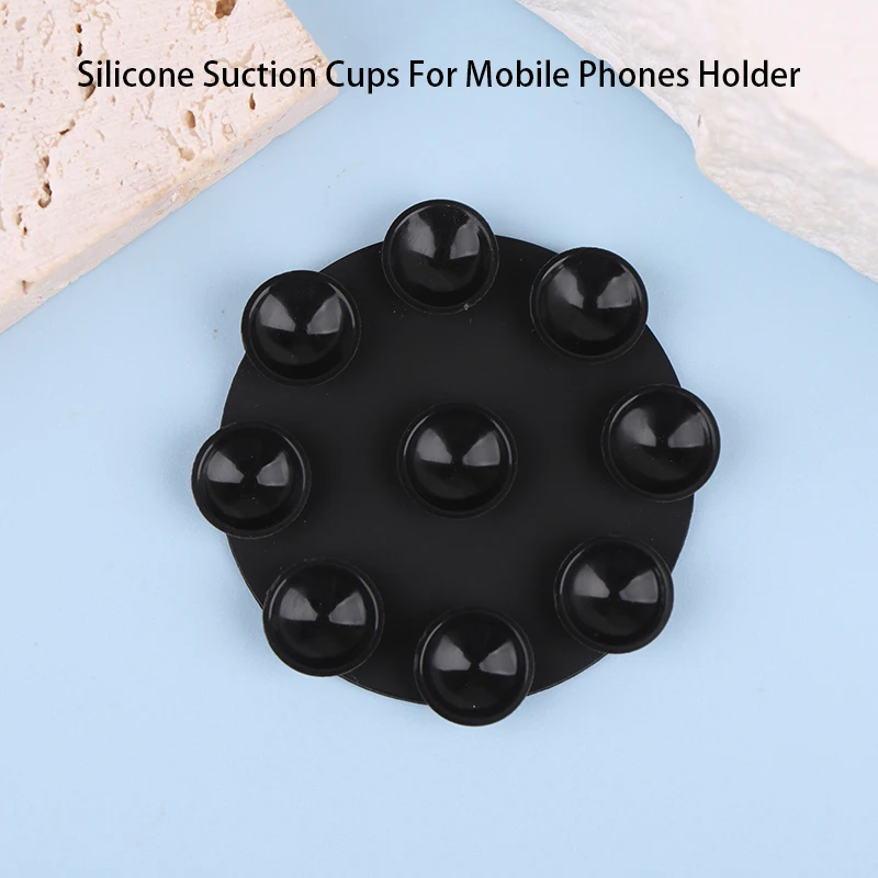 1Pc Silicone Suction Cups Round Phone Case Back DIY Material Cell Phone Wall Anti-slip Support