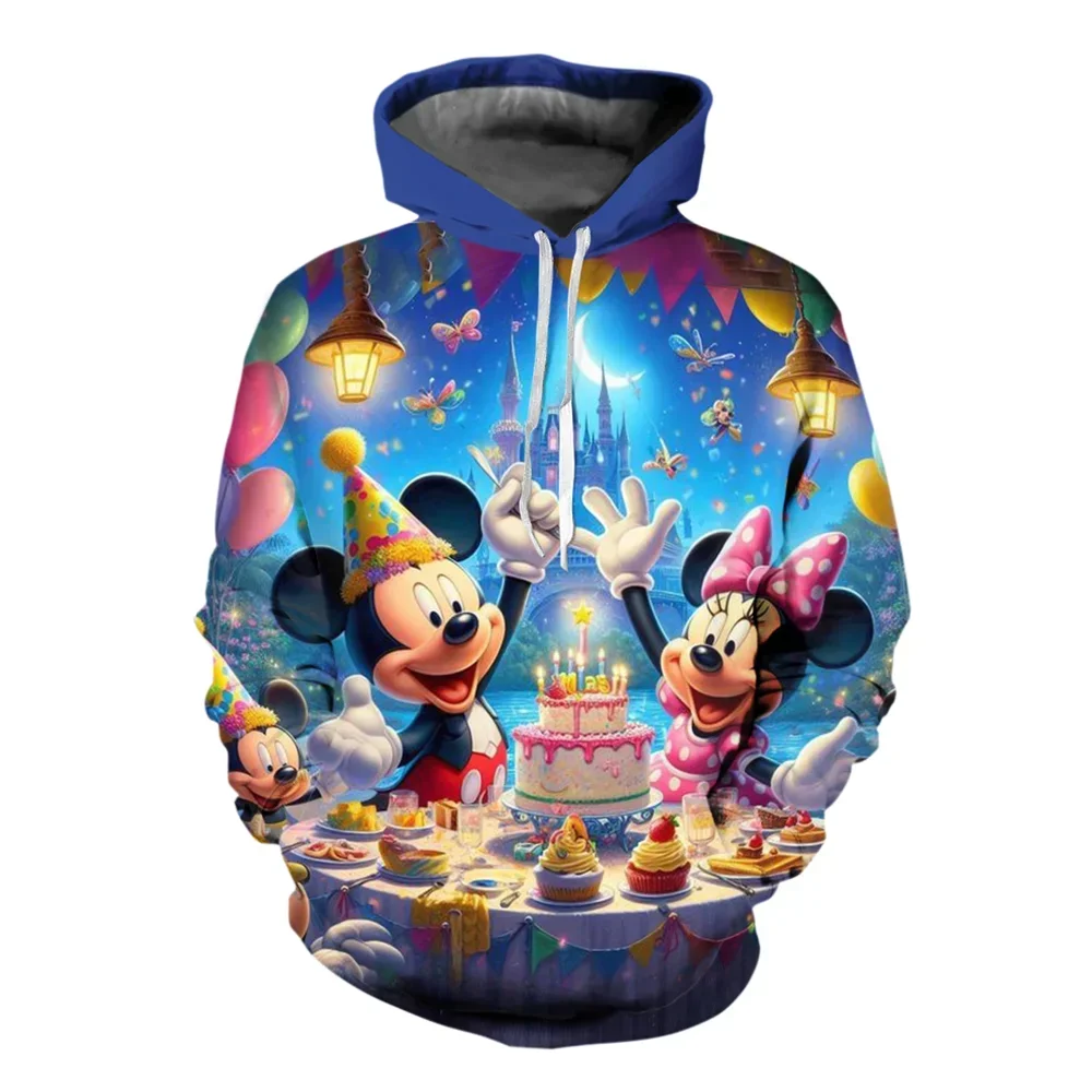 Disney Boys Girls Hoodies Mickey Mouse Hoodies 3D Printed Children Pullovers MINISO Men's Hoodies Oversized Men's Clothing