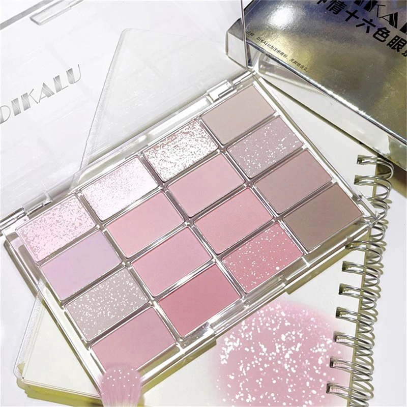 DIKALU Korean Low Saturation Eyeshadow Palette 16 Colors High Appearance Level Matte Contortion Pink Earth Naturally Brighten