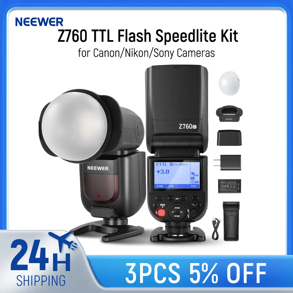 NEEWER Z760 2.4G Wireless TTL Flash Speedlite 76Ws GN60 Compatible with Canon Sony Nikon DSLR Cameras