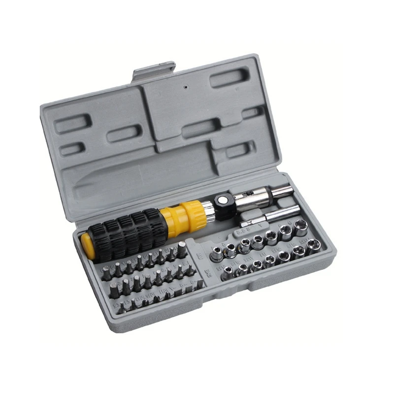 41 In 1 Portable Plastic Handle Combination Set Screwdriver Ratchet Wrench Set Car Repair Tool