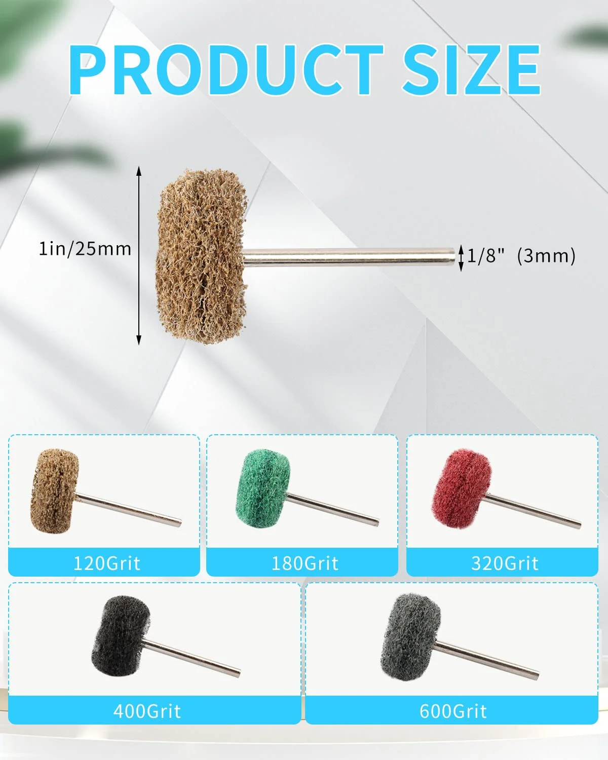 50 Pcs Abrasive Buffing Wheels Set 1-Inch Diameter with 1/8