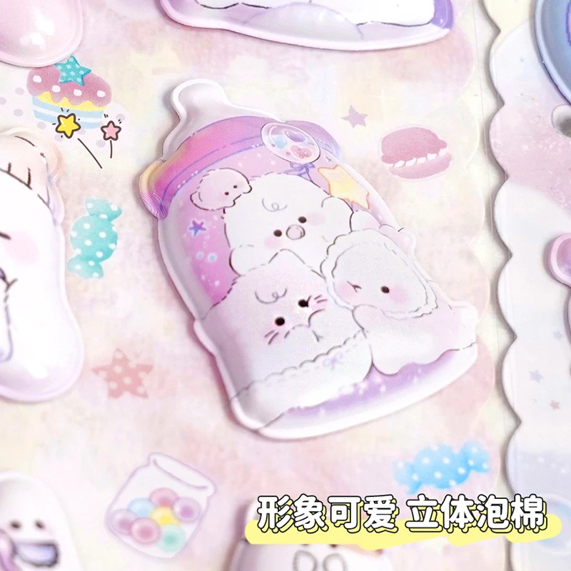 الكرتون جرو الدب الأرنب Kawaii منتفخ ملصقات ثلاثية الأبعاد سكرابوكينغ Diy بها بنفسك مجلة لطيف القرطاسية مذكرات ملصق ألبوم جوائز هدية #4