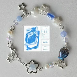 Wave earth beaded bracelet aesthetic charm Handmade y2k