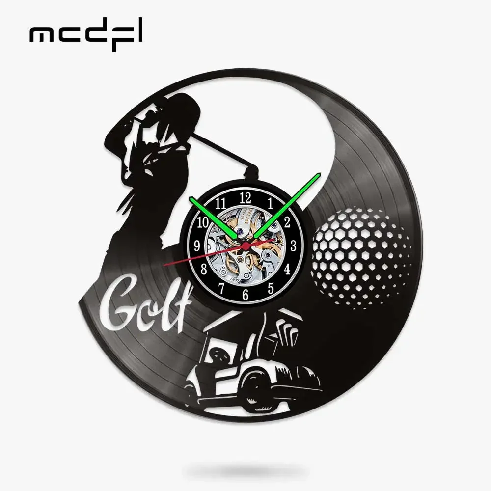 MCDFL Golf Wall Clock Modern Design Vinyl Player Watches Home Decoration Accessories for Living Room Loft Decor Interior Kitchen