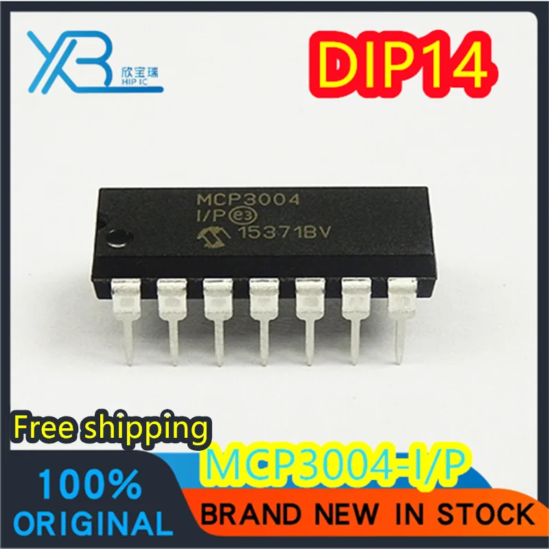 

(1/20 pieces) Free shipping MCP3004-I/P MCP3004 DIP14 10-bit ADC analog-to-digital converter 4 channels SPI interface new