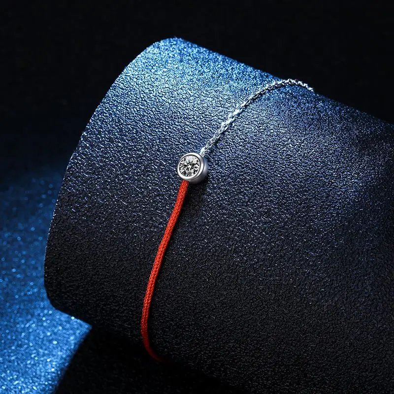 Platinum PT950 18K Gold Moissanite Bracelet, Lucky Year of Birth, Hand Rope, Single Diamond, 0.3carat Moissanite Jewelry