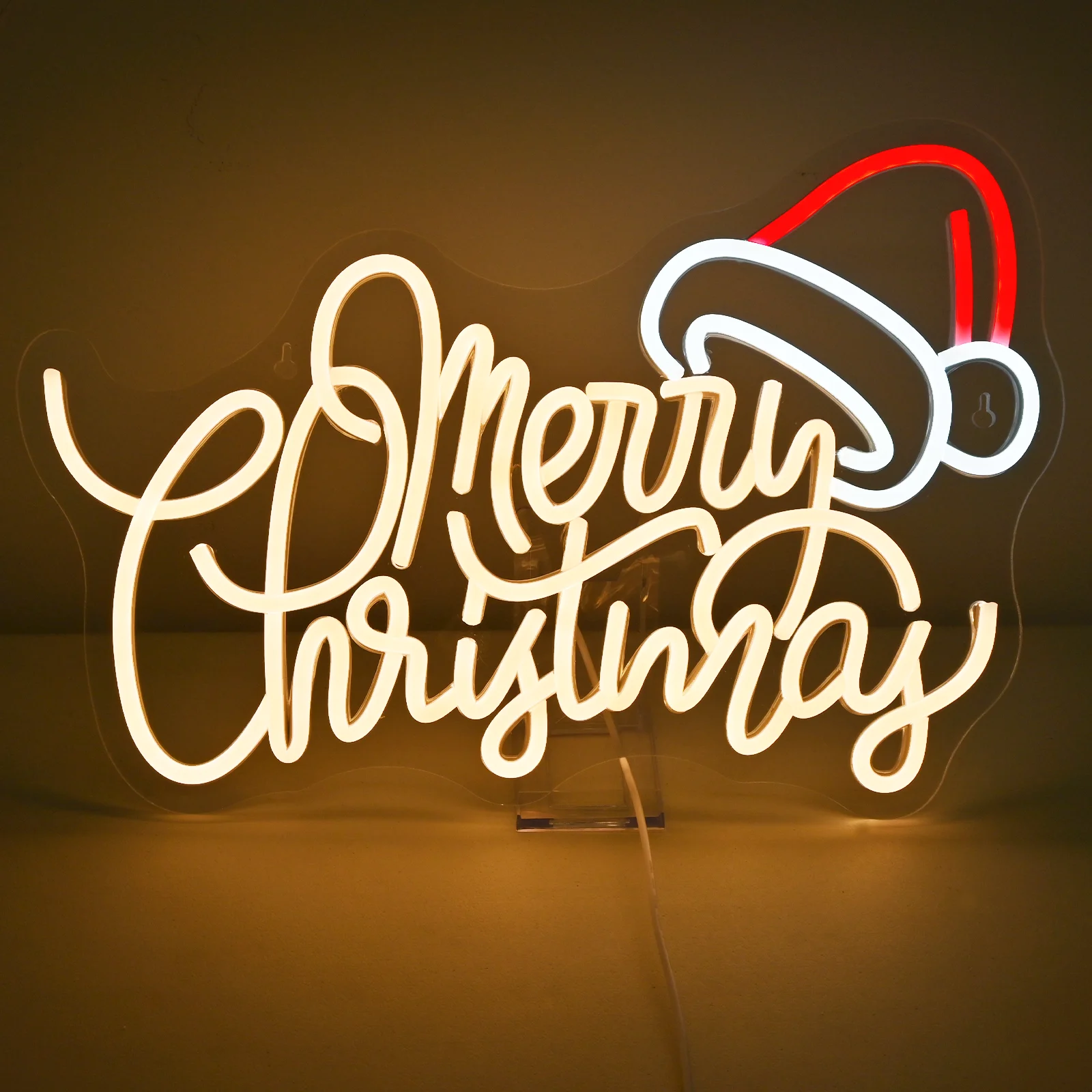 Merry Christmas Neon Led Sign Santa Hat Xmas Room Decoration For Party Home Bars Bedroom Bar Shop Club Dimmable Art Letter Signs