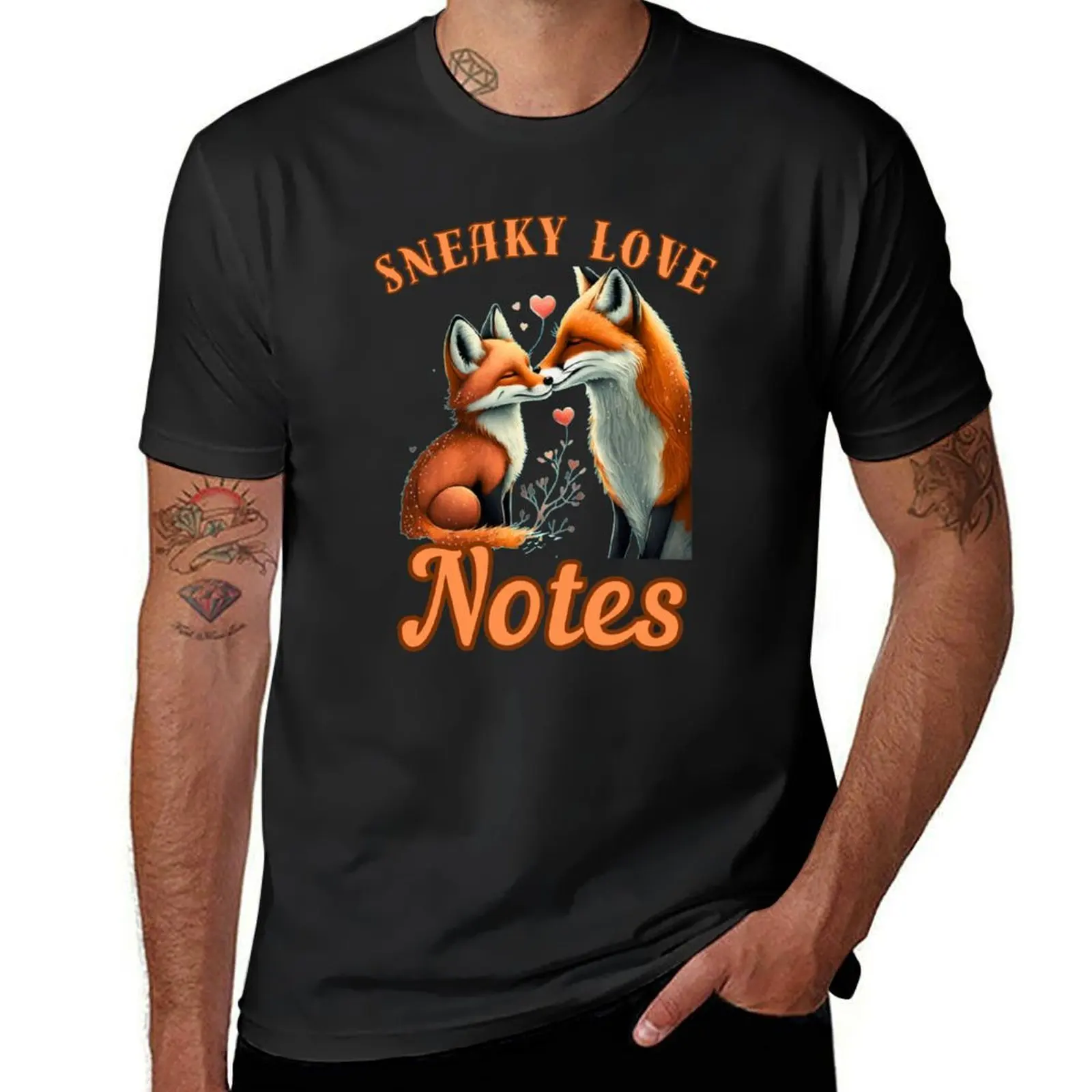 

Sneaky Love Notes. fox portrait T-Shirt blacks summer clothes mens t shirts pack