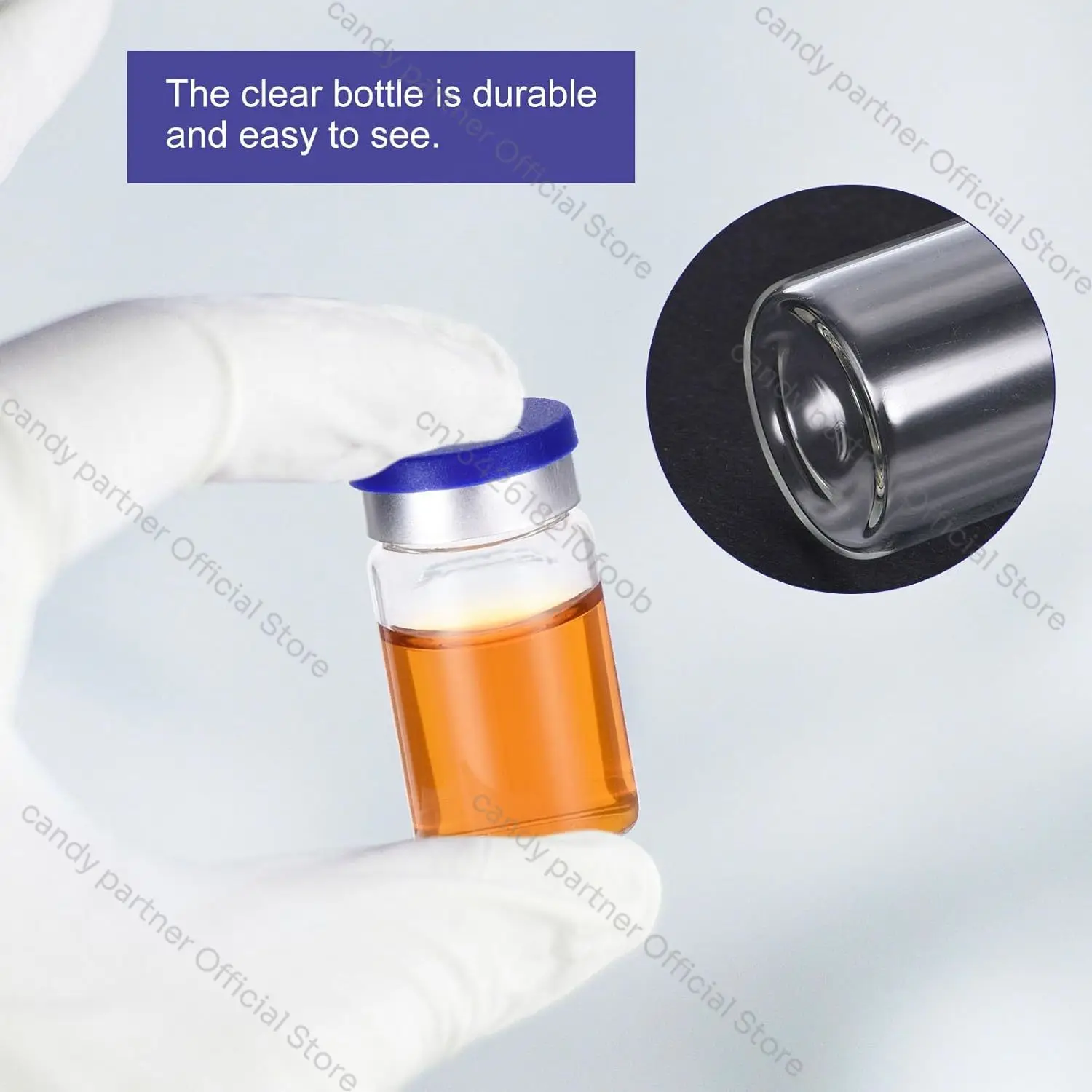 100 Stück 3/5/10ml Glasfläschchen, leere Probenfläschchen mit Verschlüssen, Gummistopfen, Injektionsöffnung für Labor, Pflanzen, ätherische Öle – Detail 4