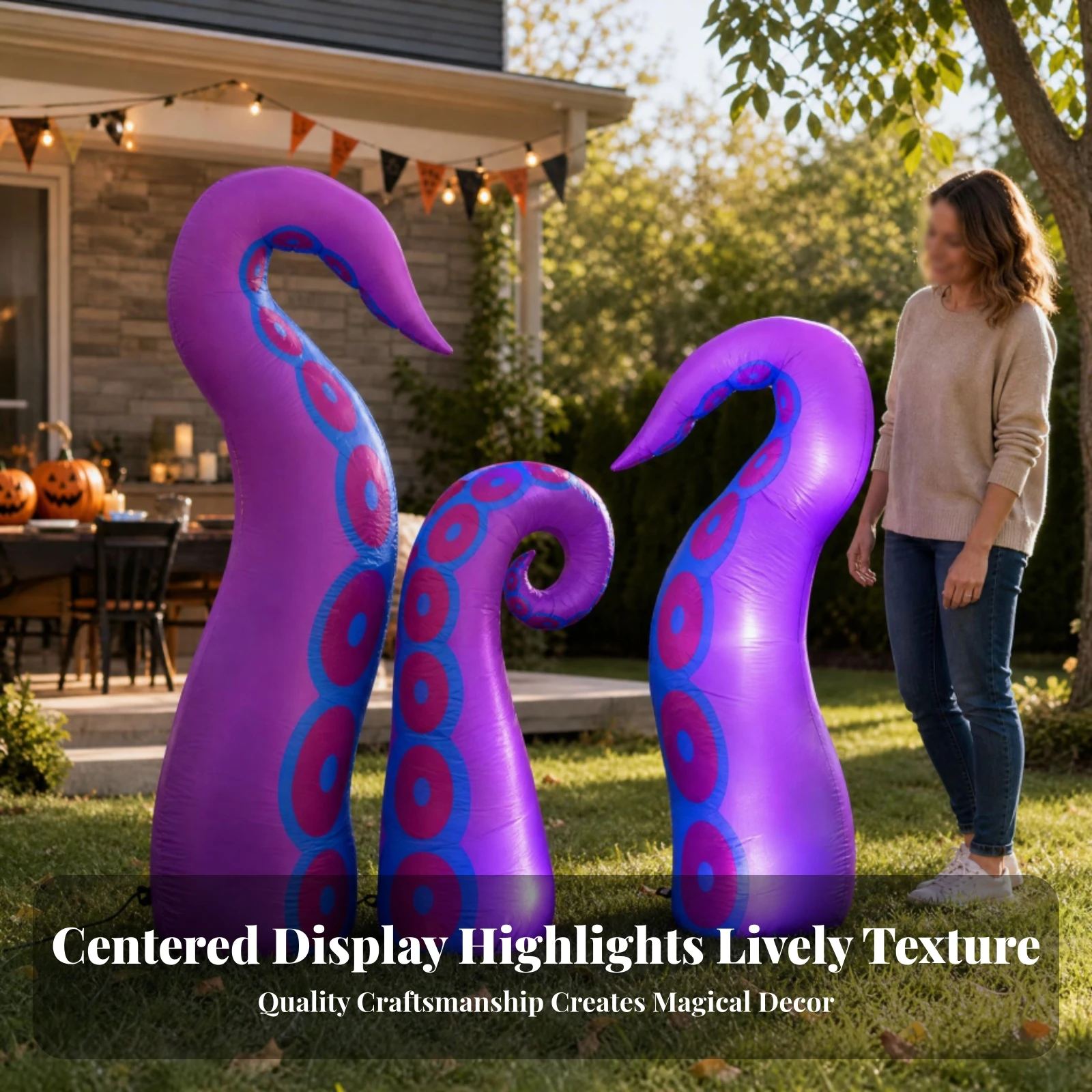 3 Pieces Inflatable Cephalopod Tentacle Curved Cephalopod Tentacle Decoration Tapered End Three Sizes