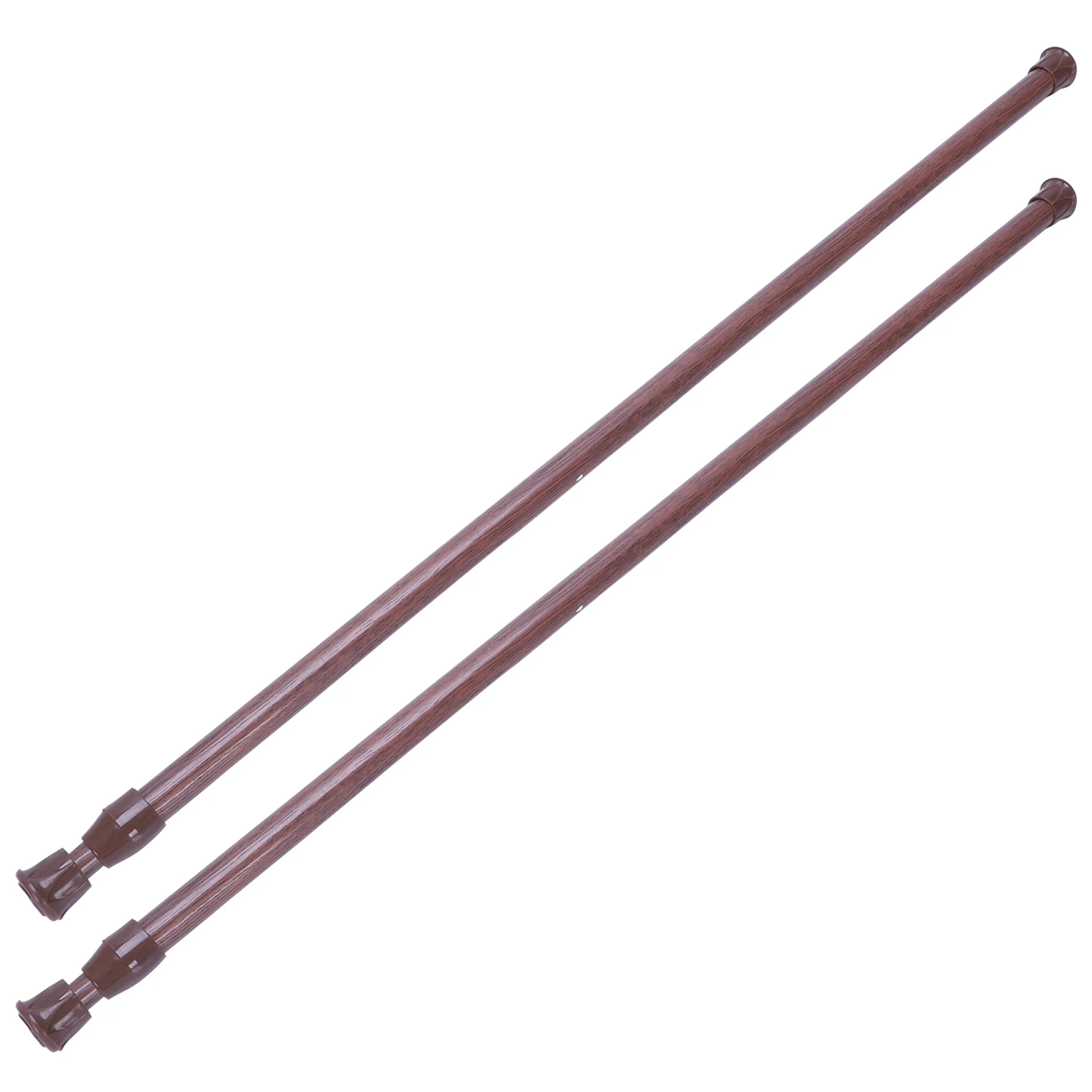 AS94-2X Extendable Telescopic Spring Loaded Net Voile Tension Curtain Rail Pole Rods,55-90Cm,Wood Color