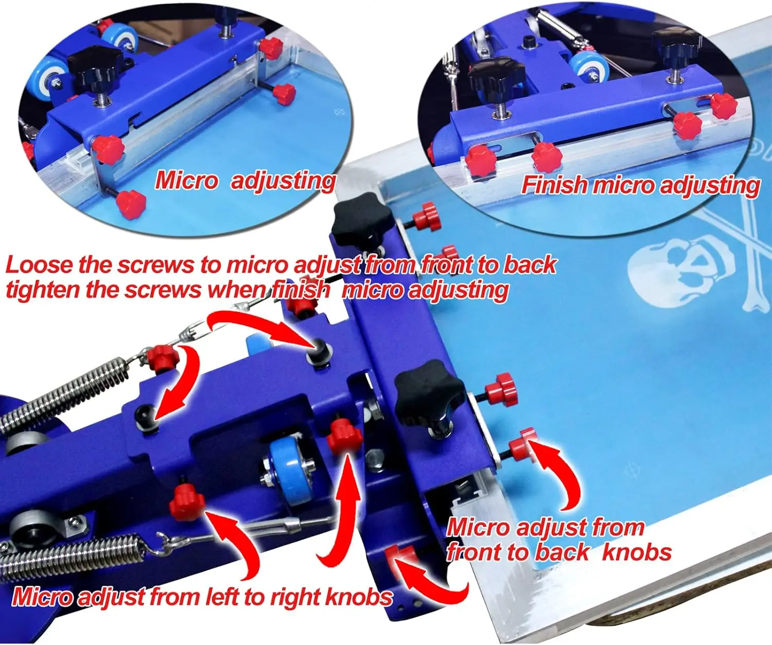 4 ألوان 1 محطة طابعة الشاشة مايكرو تسجيل آلة طباعة الشاشة الحريرية تي شيرت الصحافة نوع الجدول الطابعة