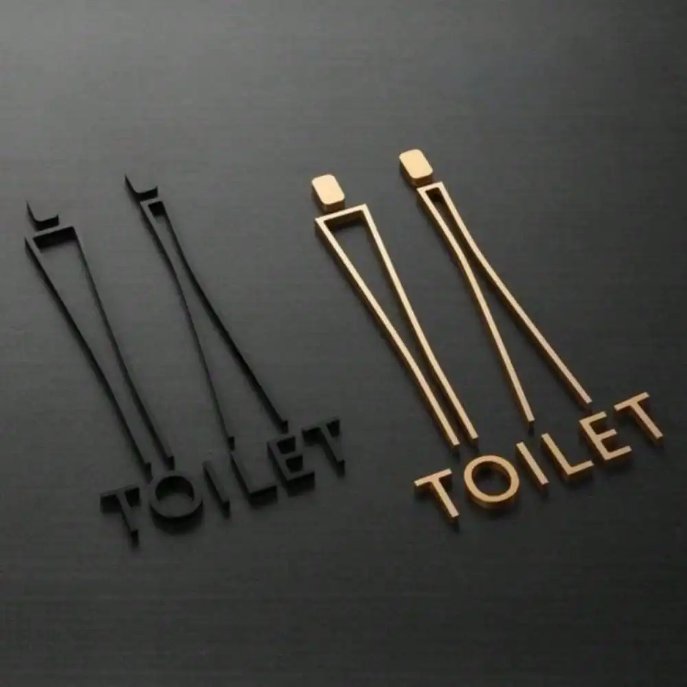 High-End Metal Bathroom Sign Decor Waterproof Rustproof Restroom Door Plaque