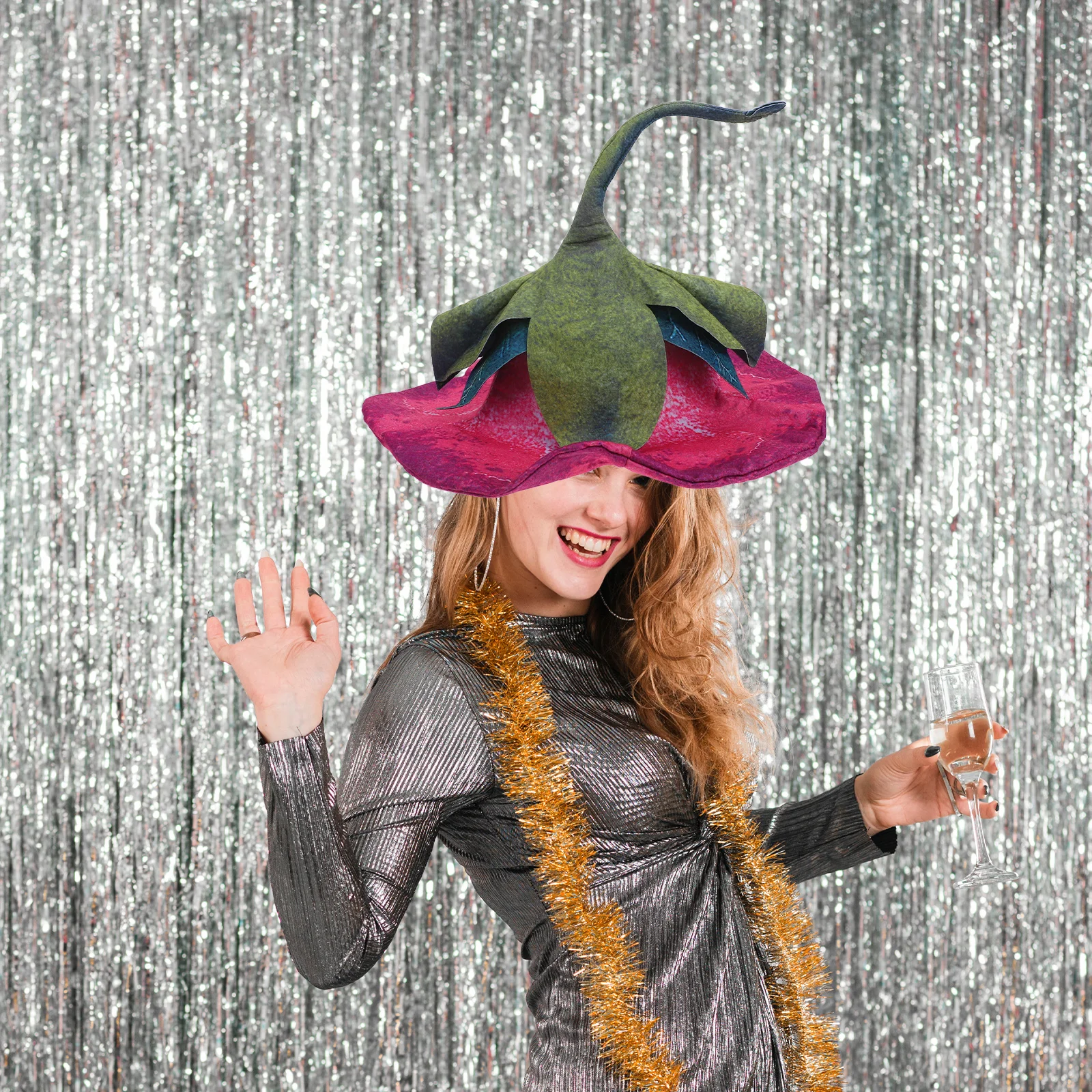 

1pc Fashionable Lightweight Felt Witch Hat With Morning Glory Flower Design Costume Accessory For Halloween Party Cosplay Event