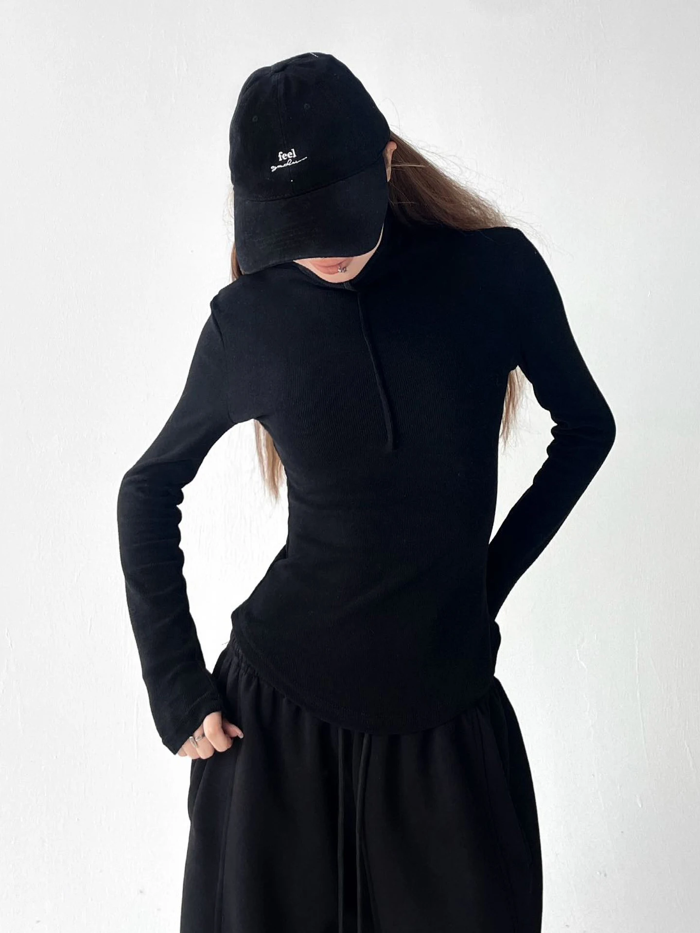 Cseta Fena Estilosa de Gola Alta, Ajuste Slim, Manga Longa, Confortável e Flexível para Todas as Estações