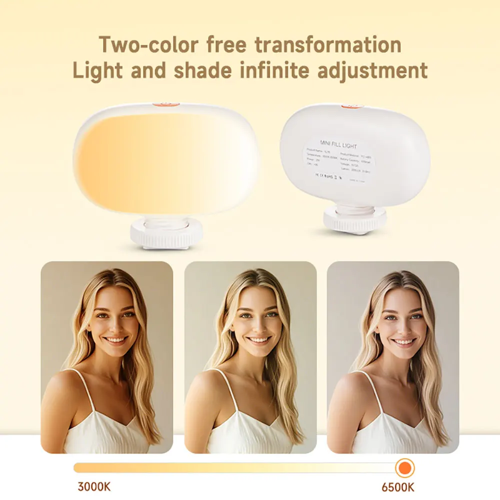 LED Video Photography Lighting Mini Fill Light LED Straight Pocket Pocket Live Vlog Clip for Phone iPhone iPad Laptop Camera