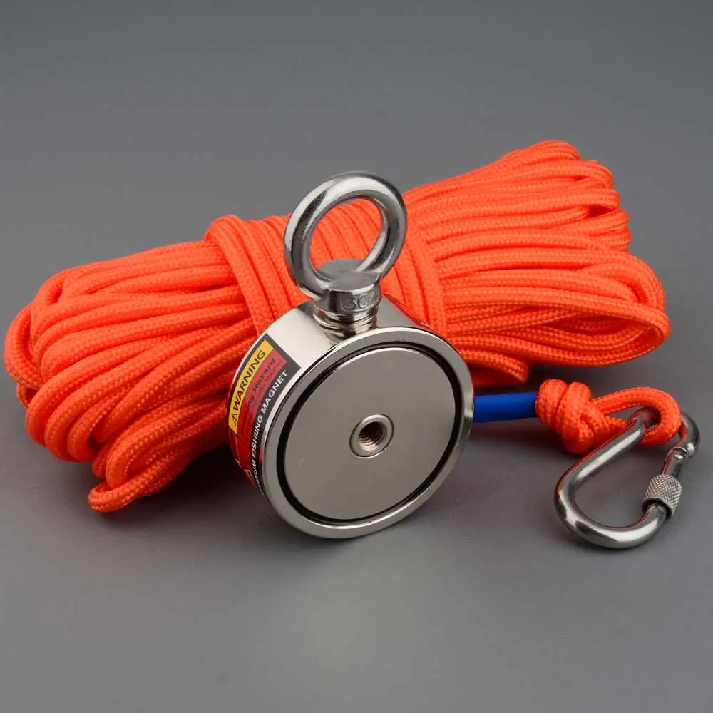 Strong Two Sided 300KG Fishing Magnet Set Durable Rope Safety  Box Salvage Magnet Sea Fishing Equipment Holder