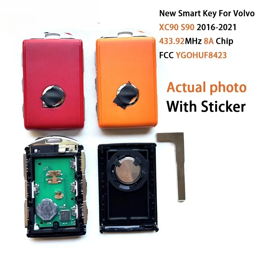 

Key New Smart Key PN 32256980 FCC YGOHUF8423 434 MHZ 8A Chip For Volvo Car Key XC90 S90 2016-2021 Keyless Go