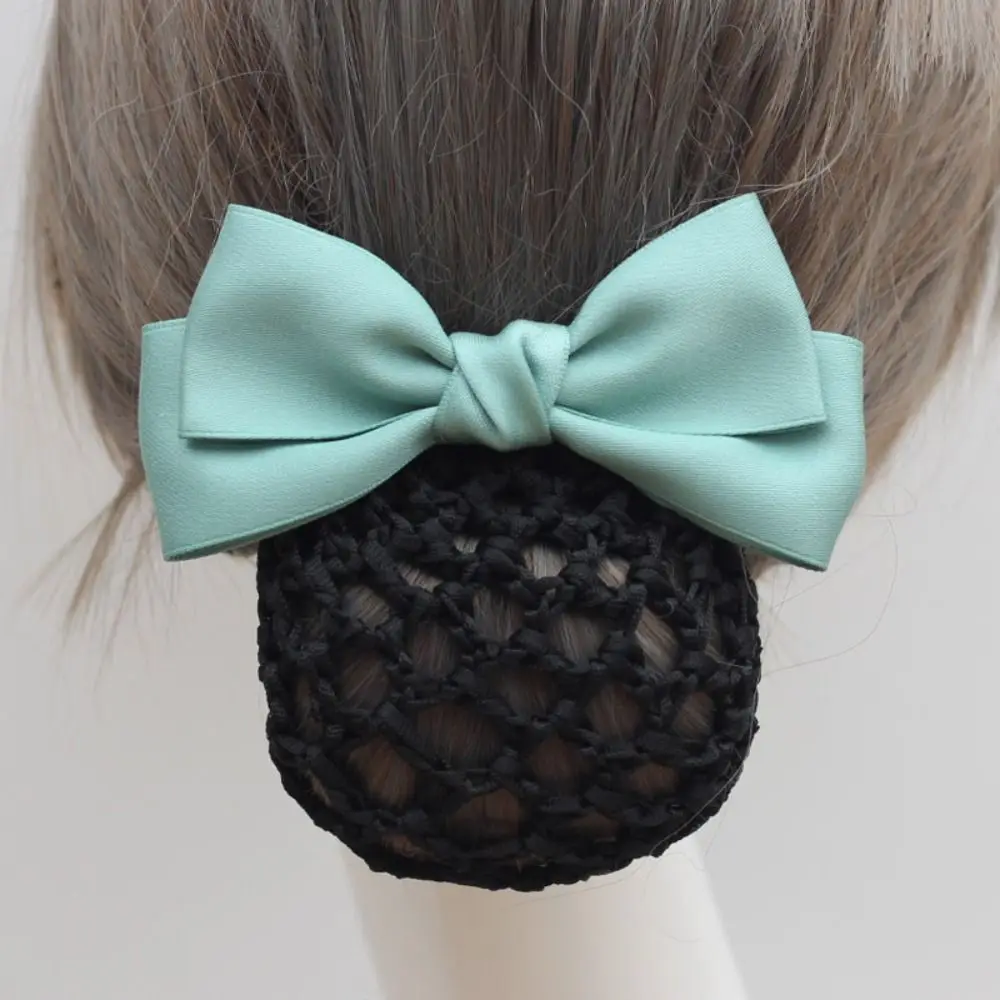 Sweet Ribbon Bowknot Spring Clip Korean Style Hairpin Hair Net Cover Barrette Hair Accessories Nurse Hair Clip Hotel