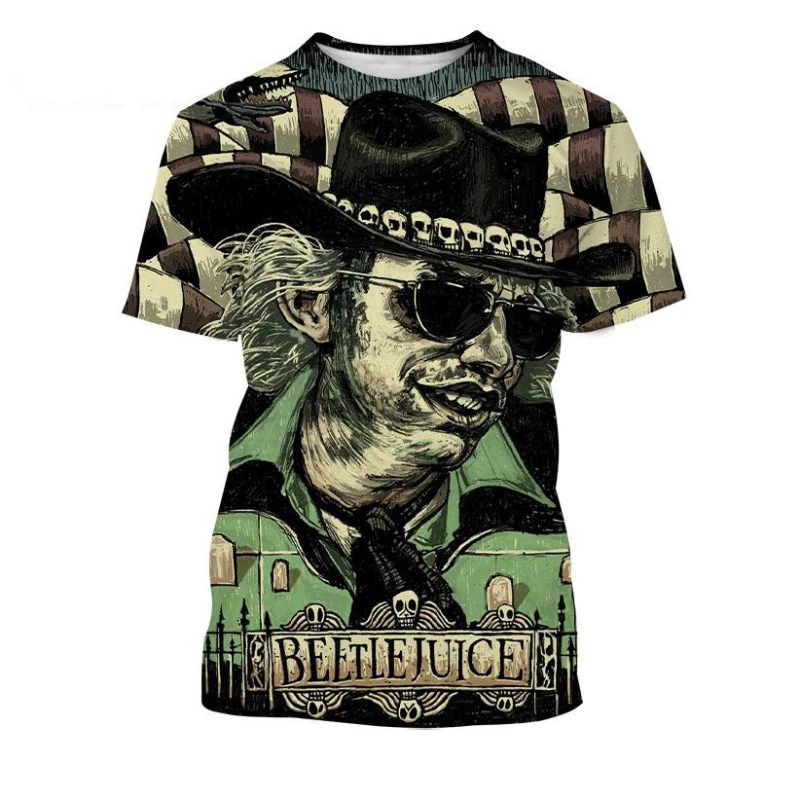 Vintage 3D Printing Joker Magician Print Pattern Men T-Shirt Top Crewneck Garment Breathable Sweat Wicking Quick Drying Material