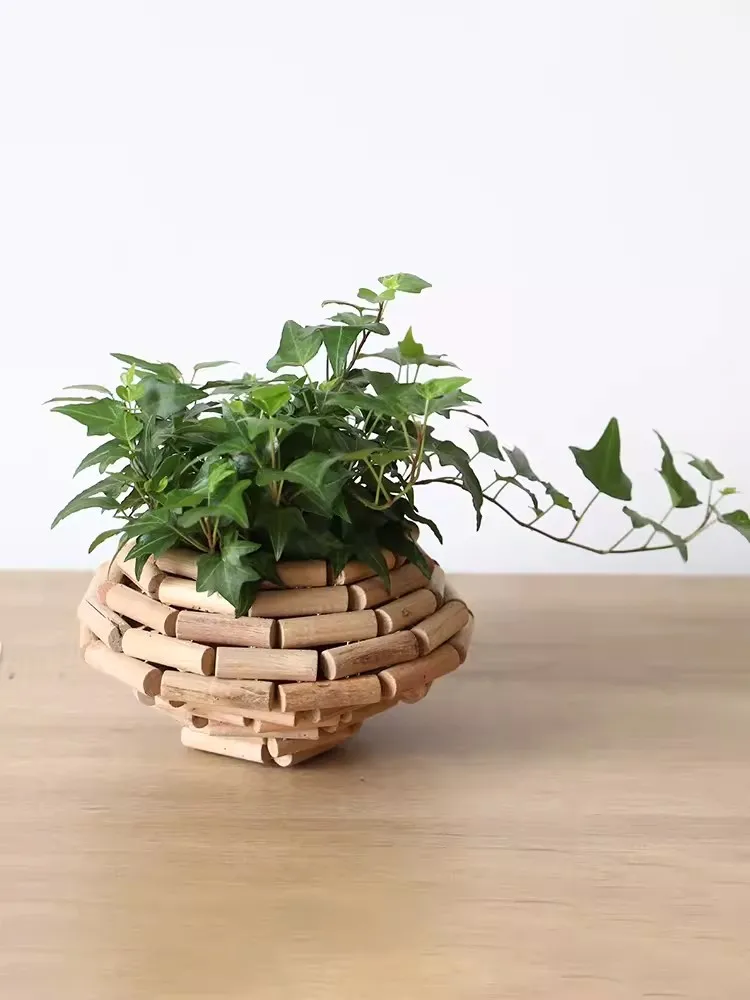Log vase vintage ornaments living room flower arrangement creative office entryway home decoration