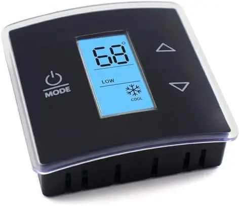 

RV Thermostat Replacement for Dometic Units - Blue Backlight LCD, 3-Wire, Black