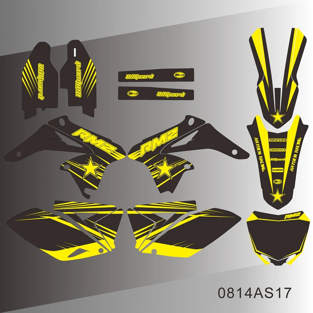 Pełna grafika naklejki naklejki tło motocykla numer niestandardowy nazwa dla SUZUKI RMZ250 RMZ 250 2010-2018