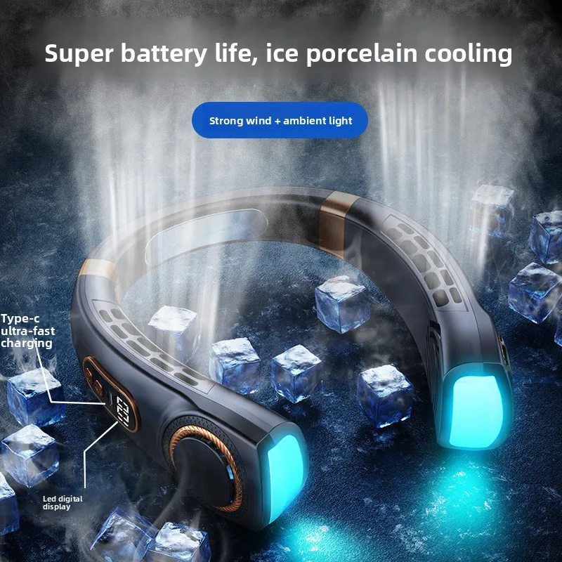 Kids Neck Hanging Fan Rechargeable Portable Mini Air Cooler Long Battery Life Outdoor Personal Cooling Fan