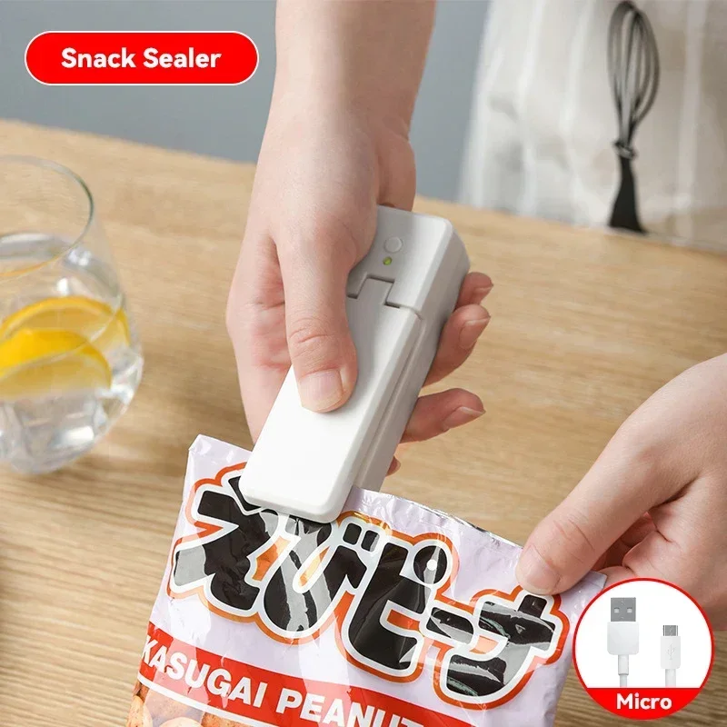 

Mini Bag Sealer 2 in 1 Rechargeable Portable Bag Vacuum Heat Sealer&Cutter for Plastic Snack PVC Bags Outdoor Picnic Campaign