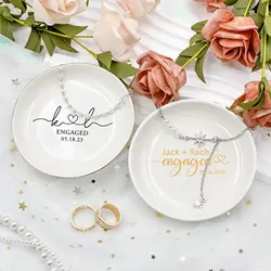 Wedding Ring Holder for Bride Personalized Engagement Gifts for Couple Anniversary Gift for Her Mini Ceramics Jewelry Tray