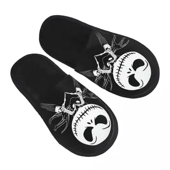 Custom The Nightmare Before Christmas Comfy Scuff Memory Foam Slippers Women Jack Skellington Heart Spa House Shoes