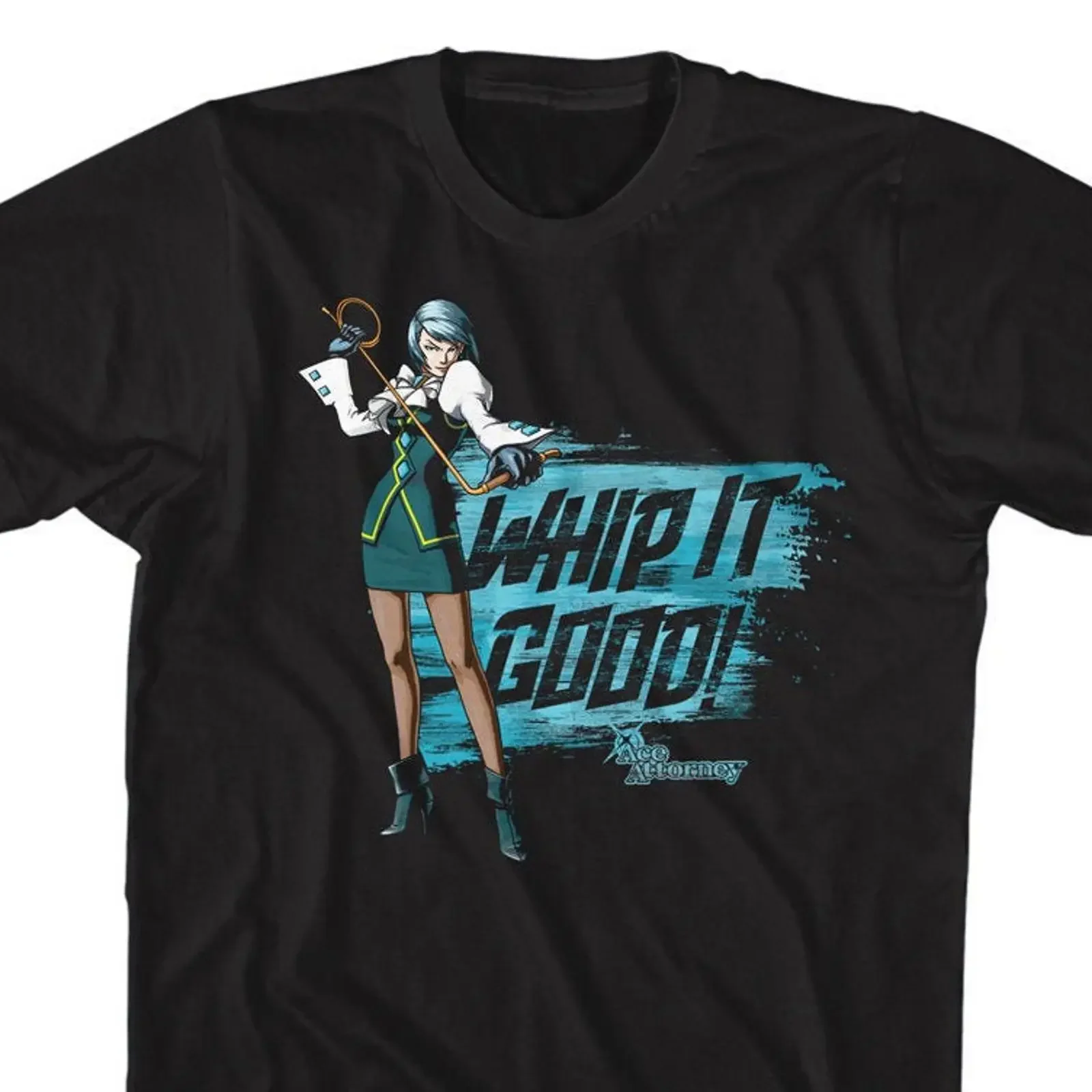 Ace Attorney Whip it Good Adult Black T Shirt vintage Washed Comfortable Stretched streetwear graphic Versatile