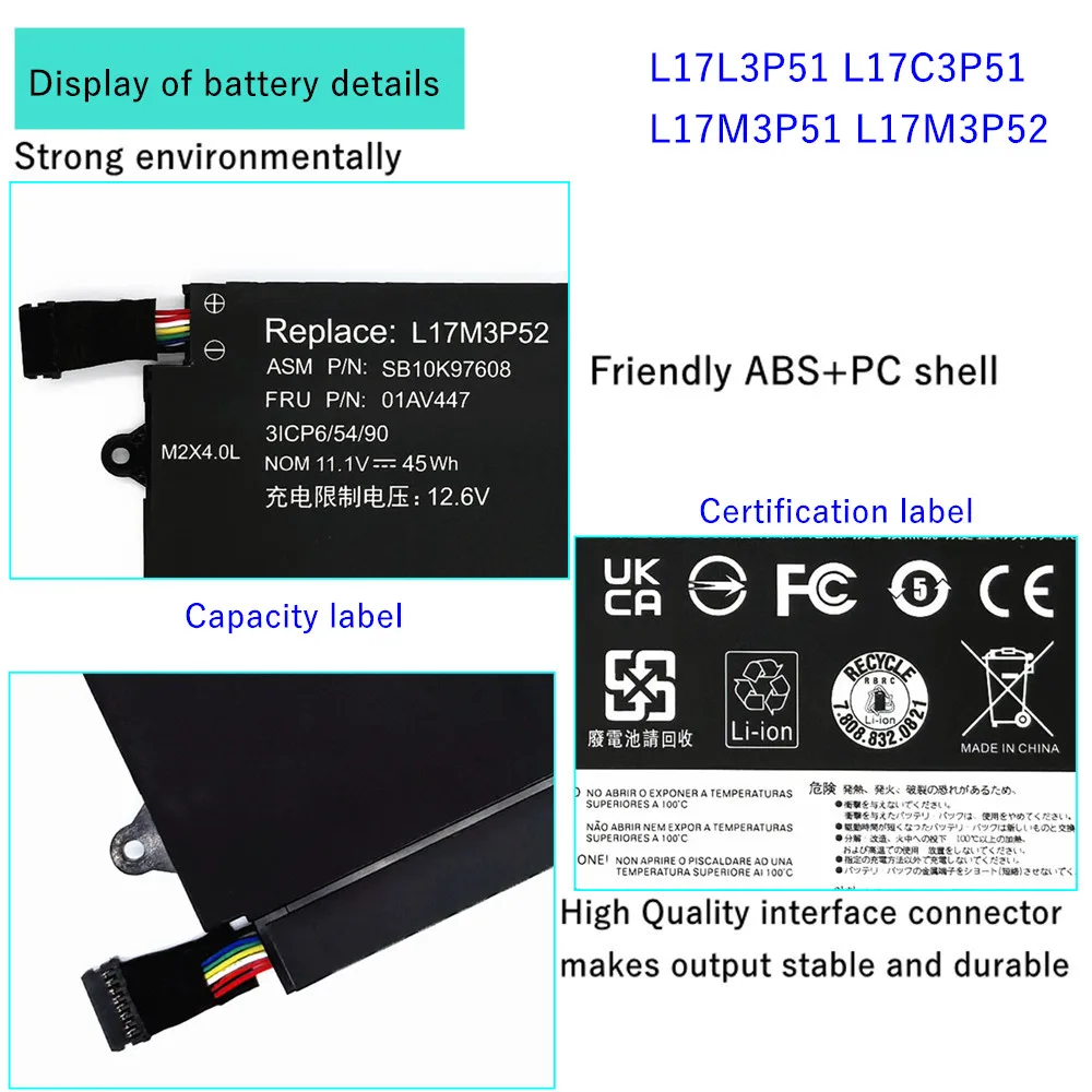

E490 Laptop battery For Lenovo ThinkPad E480 E585 R480 E590 E485 01AV445 L17M3P52 01AV446 01AV447 01AV448 E495 E595 E580