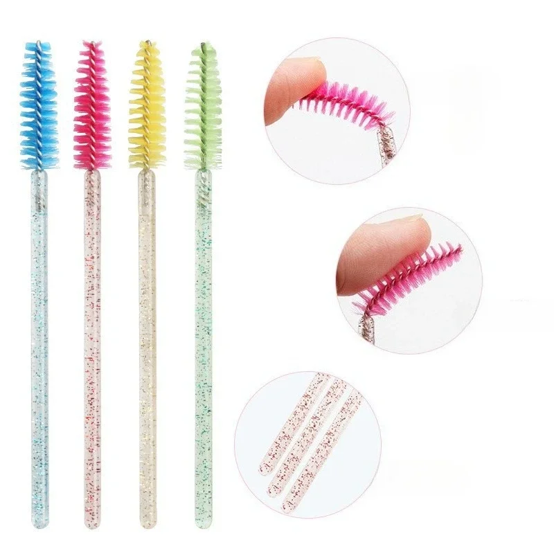 Brosses à cils jetables en cristal, baguettes de Mascara, peigne à paillettes, bobines, Micro applicateurs de maquillage, 50 pièces