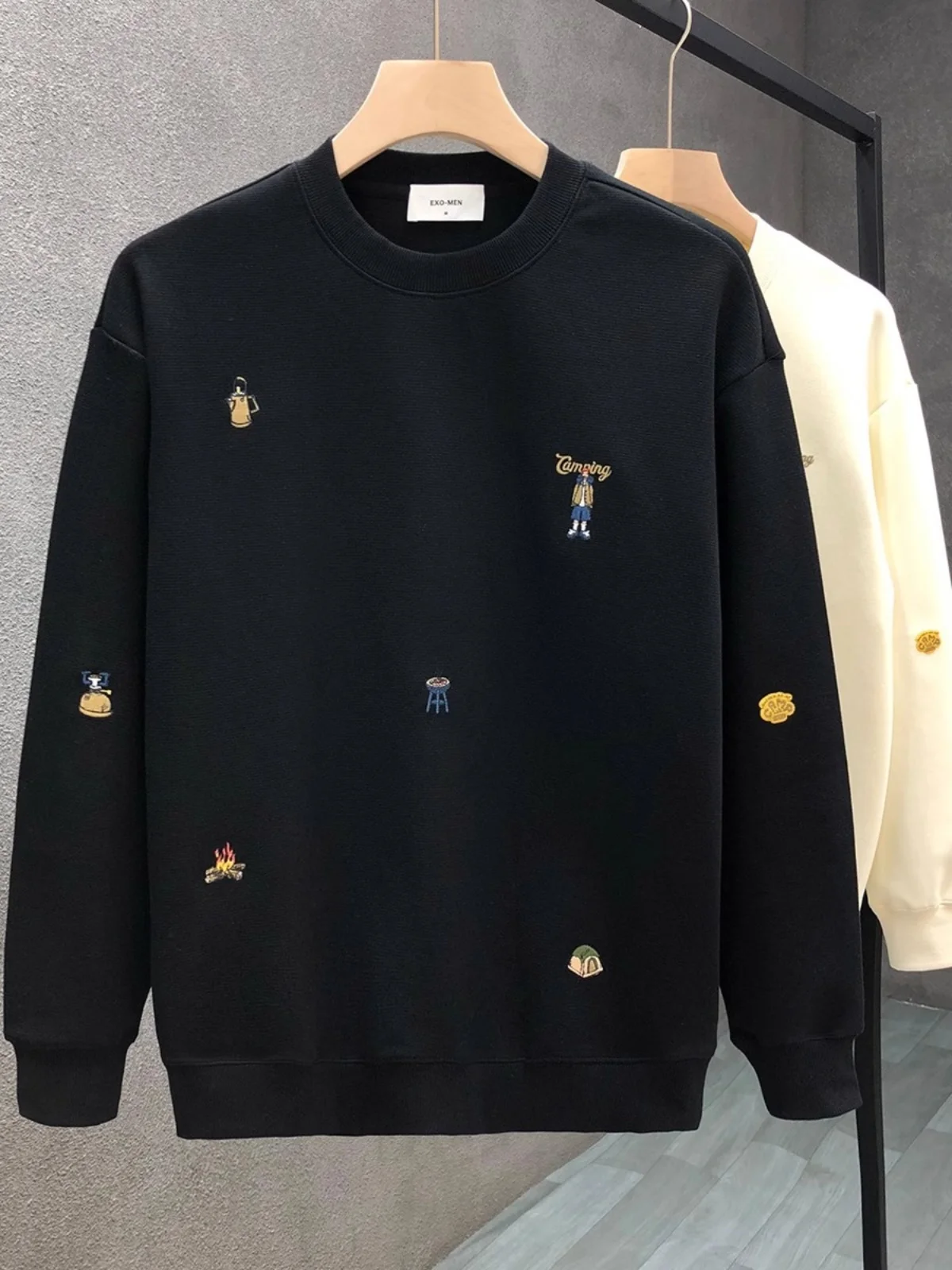 

Sweater Men's Crew Neck Spring and Autumn New High-end Pattern Printed Autumn Top Casual Loose Men's Long-sleeved Sweater