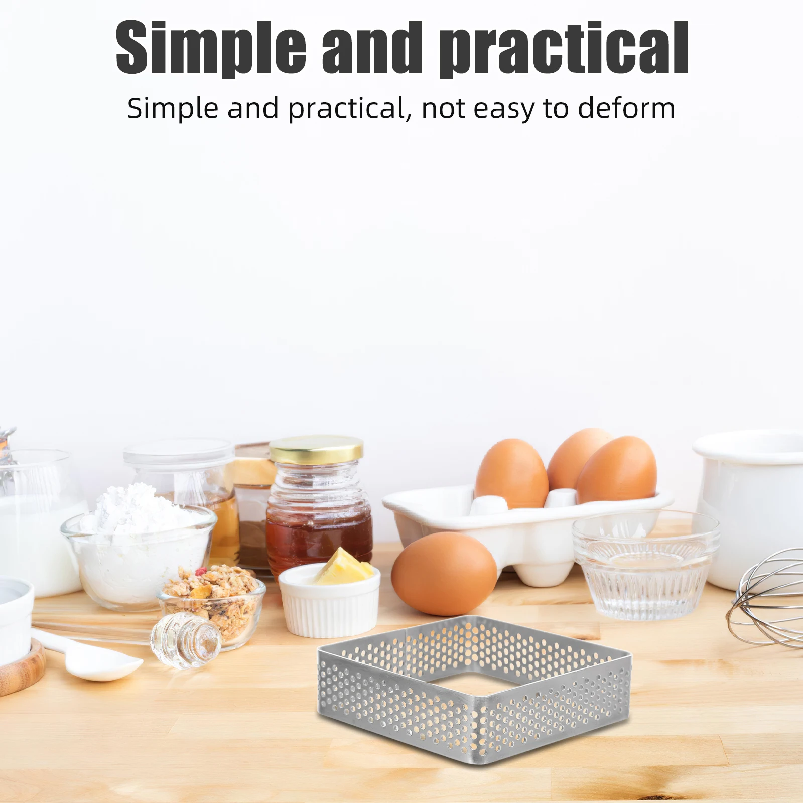 

3Pcs Perforated Stainless Steel Tart Rings Square Nonstick Mousse Cake Molds Baking Rings for Cakes Pastries and Kitchen Use