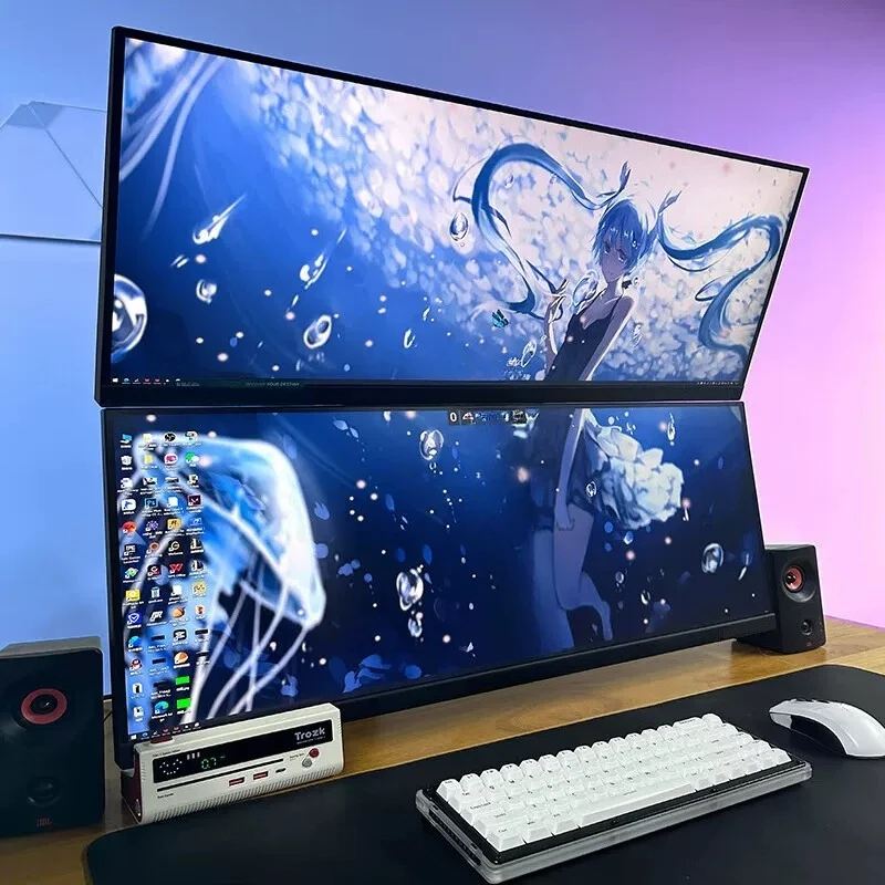 

34-Inch dual-screen combination, designed office, upper and lower dual-screen brackets