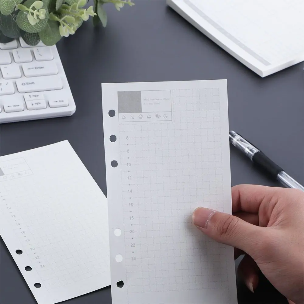 Weekly Line Spiral Binder Dot To do List Daily Planner Loose Leaf Inner Page Binder Inside Page Paper Refill Notebook Refill