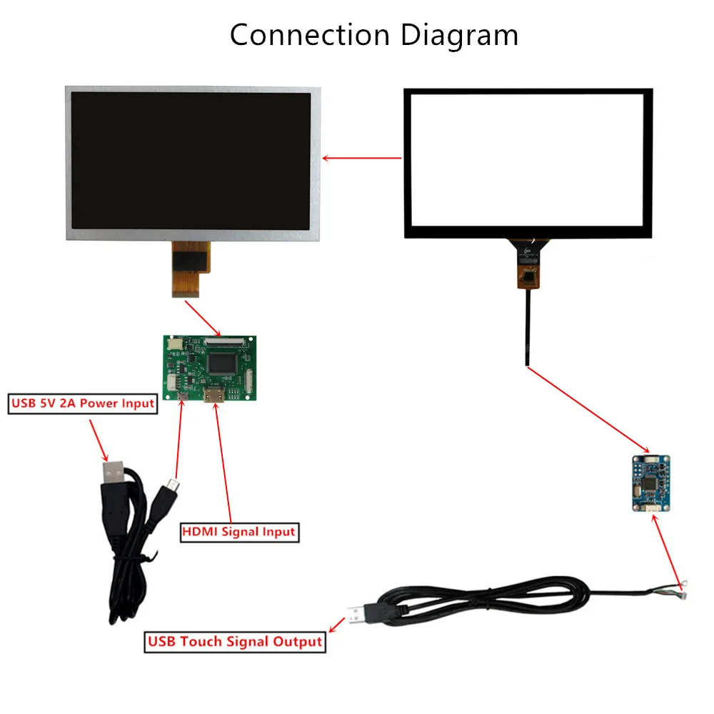 Imagem -06 - Multipurpose Portátil Lcd Screen Display Monitor Hdmi-compatível Driver Control Board Digitalizador Touchscreen 1024x600