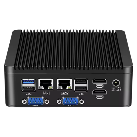 Helorpc Mini PC Barebone Intel Celeron N4000/J5005 Dual HDMI 4&times;RS232 5&times;USB3.2 3&times;USB2.0 M.2 NGFF DDR4 WiFi Industrial Computer