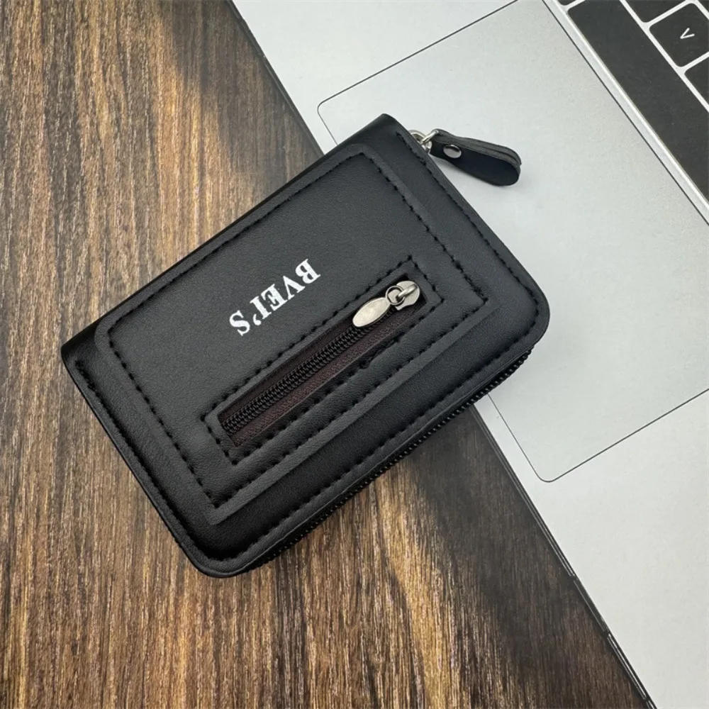 Vintage Anti-theft Brush Short Wallet Anti Demagnetization Multiple Pockets Coin Purse Large Capacity Card Bag Men